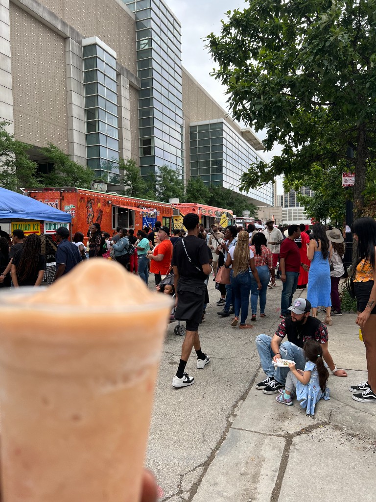 Crowds walking the South Loop street festival on a summer day