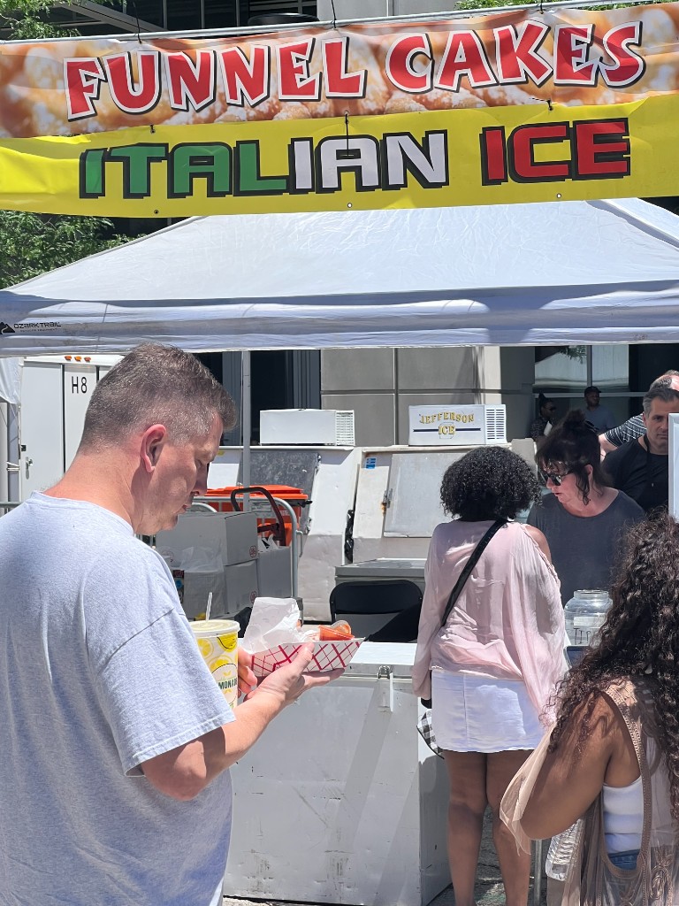 Funnel cake and Italian ice booth at the street festival